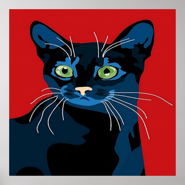 Cooler Pop Art Cat Zuhause-Büroposter Poster (Vorne)
