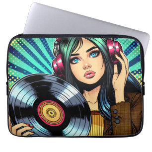 Cooler Pop Art Comic Stilfserei mit Vinyl Album Laptopschutzhülle