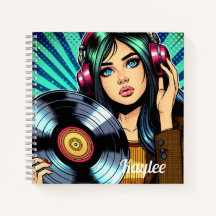 Cooler Pop Art Comic Stilfserei mit Vinyl Album
