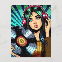 Cooler Pop Art Comic Stilfserei mit Vinyl Album