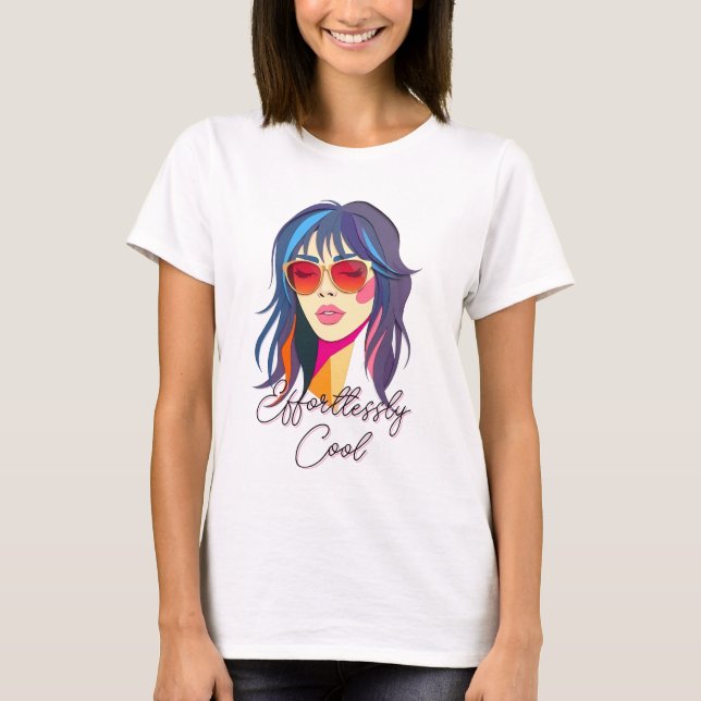 Cooler Pop Kunst Frau T-Shirt (Vorderseite)