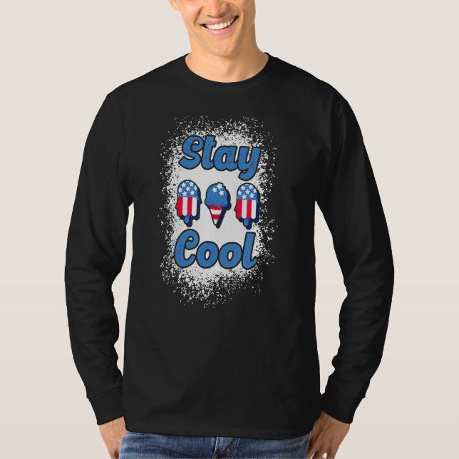 Cooler Pop Rot und Blau gebleicht Popsicl bleibe T-Shirt (Vorderseite)