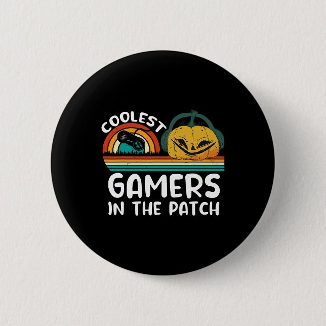 Cooler Pumpkin in Patch Funny Halloween Kostüm K Button (Vorderseite)