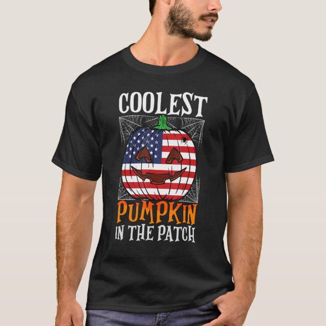 Cooler Pumpkin in the Patch US Flag Jack Ou2019 L T-Shirt (Vorderseite)