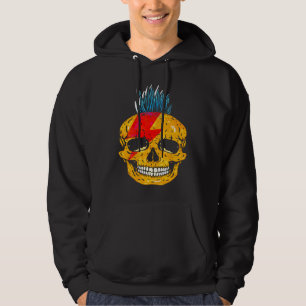 Cooler Punk Rock Bunter Totenkopf Mit Mohawk-Skele Hoodie