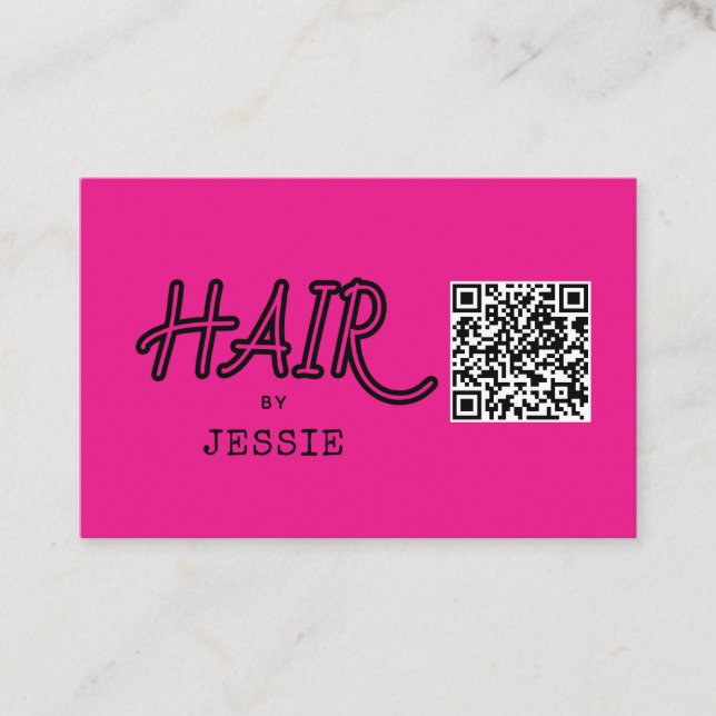 Cooler QR-Code Rosa Hair Stylist Business Card Visitenkarte (Vorderseite)