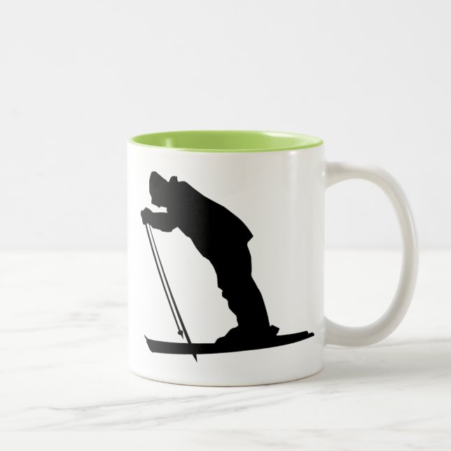 Cooler Querland-Schnee-Ski Zweifarbige Tasse (Rechts)