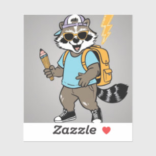 Cooler Raccoon zurück zu Schulaufklebern Aufkleber