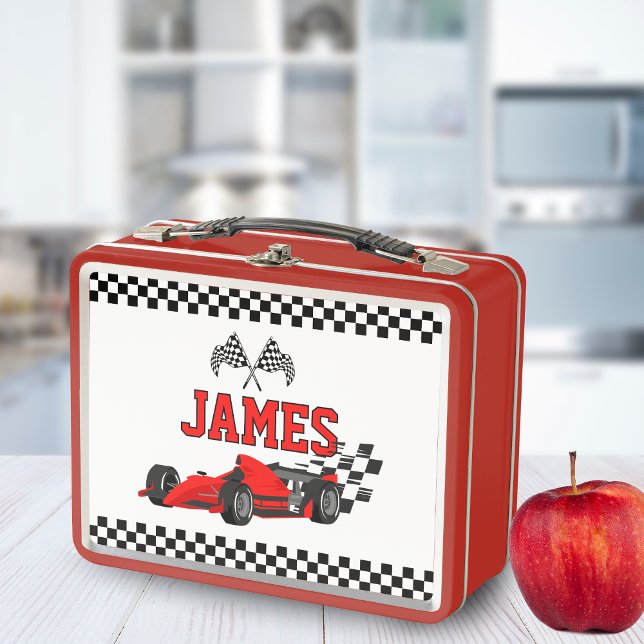 Cooler Race Car Boy Individuelle Name Personalisie Metall Brotdose (Von Creator hochgeladen)