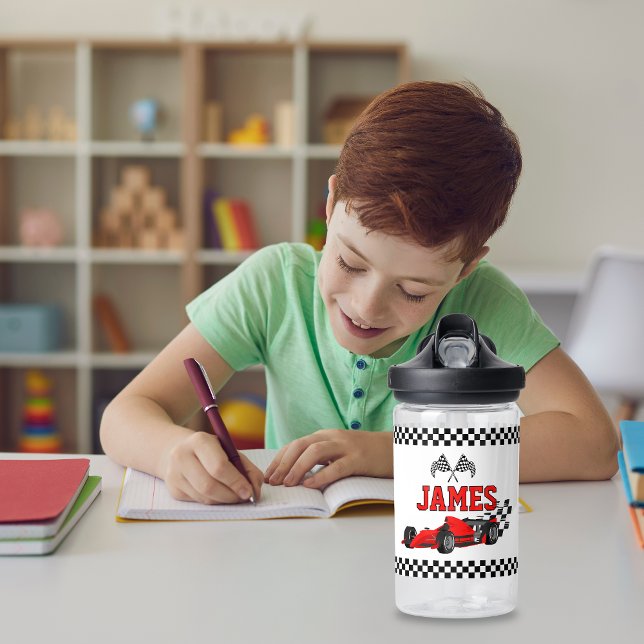 Cooler Race Car Boy Individuelle Name Personalisie Trinkflasche (Von Creator hochgeladen)