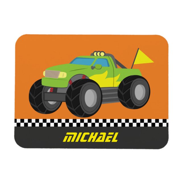 Cooler Racing Green Monster Truck für Racer Boys Magnet (Horizontal)