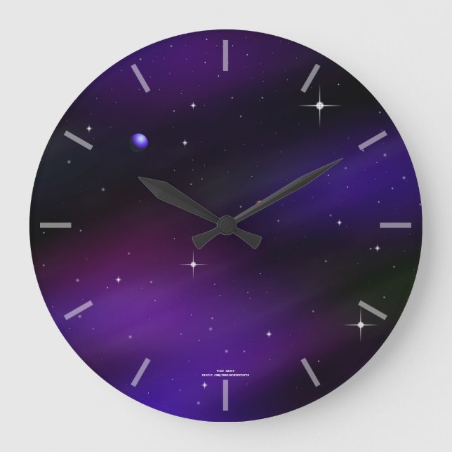 Cooler Raum mit Sternen und Planeten-Uhr Große Wanduhr (Vorderseite)