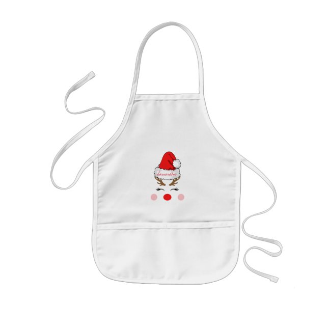 Cooler Red Nose Reindeer-Hutname des Weihnachtsman Kinderschürze (Vorne)