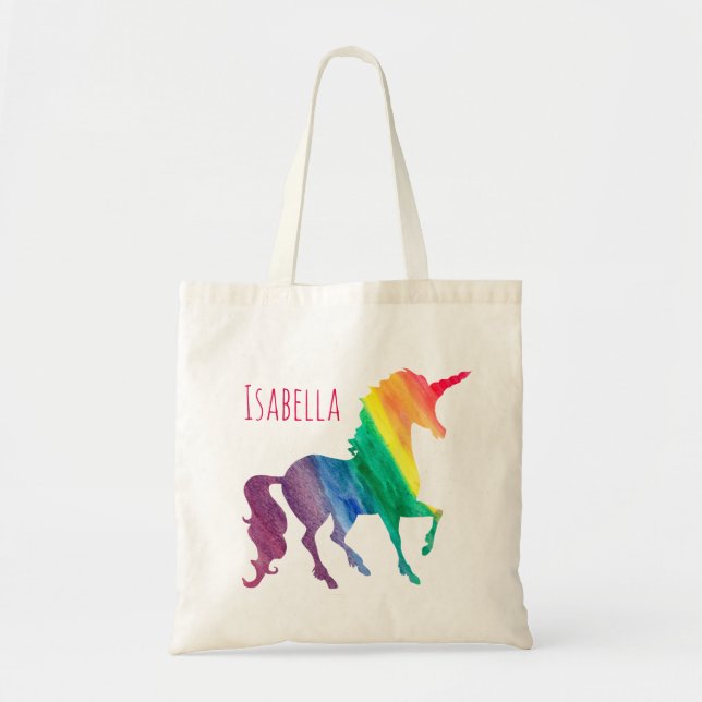 Cooler RegenbogenWatercolorunicorn-hübscher Tragetasche (Vorne)