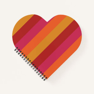 Cooler Retro-70er Streifen Orange Red Pink Gold Notizbuch
