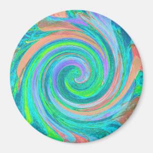 Cooler Retro-Aquamarine und Korallenflüssiges Kuns Magnet