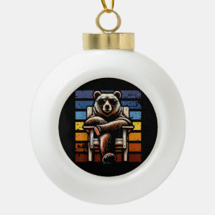 Cooler Retro-Bär in Sonnenbrille 70er 80er 90er Ne Keramik Kugel-Ornament