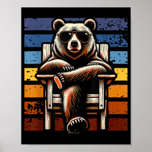 Cooler Retro-Bär in Sonnenbrille 70er 80er 90er Ne Poster