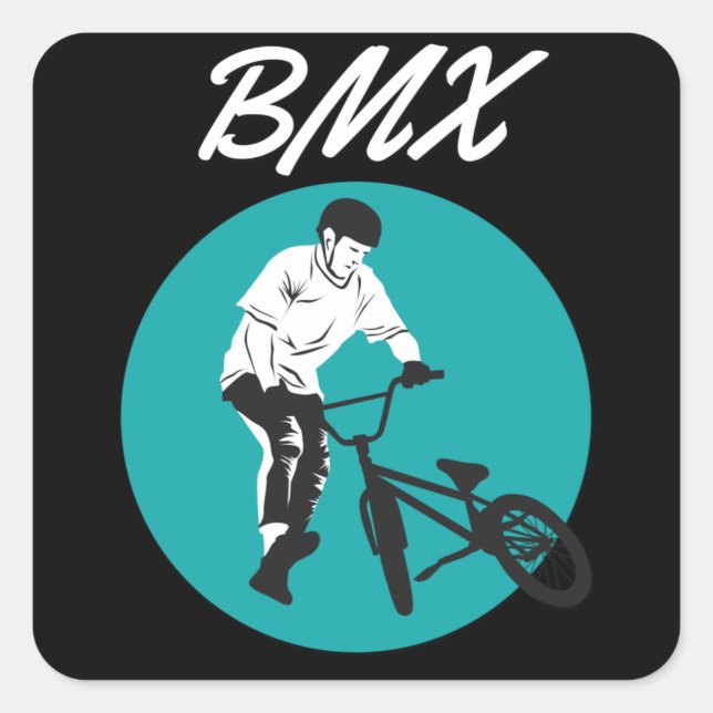 Cooler Retro BMX Stil Quadratischer Aufkleber (Vorderseite)