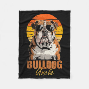 Cooler Retro Bulldog-Onkel Lustiger Vintage-Hundef Fleecedecke