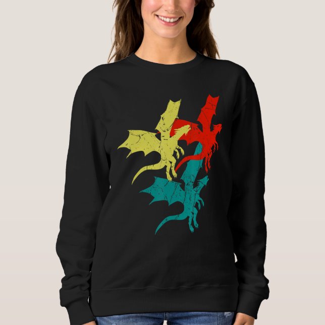 Cooler Retro Dragon Flame Speaking Mythical Cr Sweatshirt (Vorderseite)
