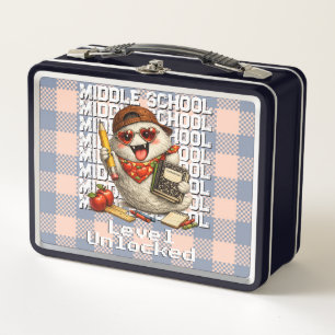 Cooler Retro-Geist Lustiger Rückkehr zur Schule Metall Brotdose