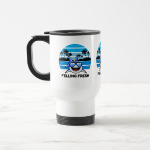 Cooler Retro-Hai mit Sonnenbrille Reisebecher