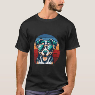 Cooler Retro Hund in Sonnenbrille 70er 80er 90er F T-Shirt