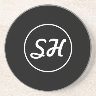 Cooler Retro-Modern Stil Monogramm Schwarz & Wei Getränkeuntersetzer