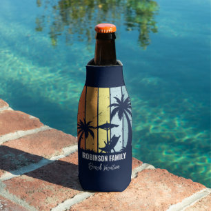 Cooler Retro-Strandurlaub Maßgeschneidertes Navy B Flaschenkühler