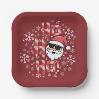 Cooler Retro-Weihnachtsmann Weihnachten Rotes Band Pappteller
