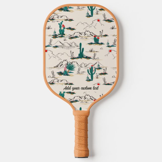 Cooler Retro-Wüstenbergkaktus Pickleball Schläger (Vorderseite)