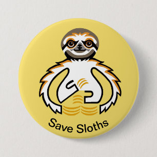 Cooler Rett SLOTHS - gefährdetes Tiergelb Button