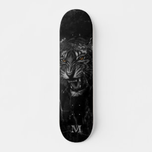 Cooler Roaring Tiger Black Marble Hintergrund Skateboard