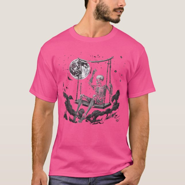 Cooler Rock auf Skelett Moon Cooler Felsen Emo Pun T-Shirt (Vorderseite)