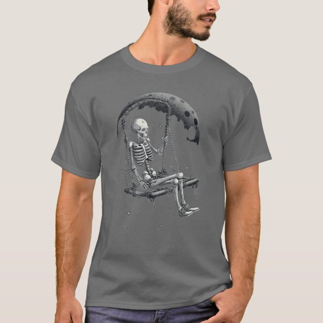 Cooler Rock auf Skelett Moon Cooler Felsen Emo Pun T-Shirt (Vorderseite)