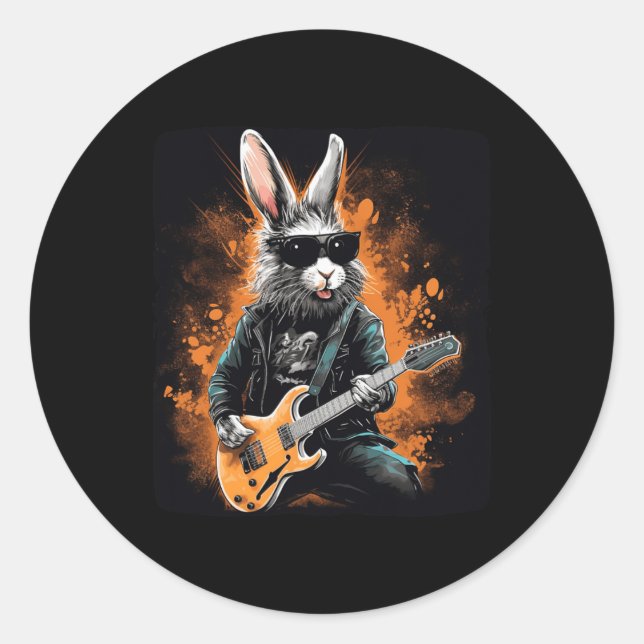 Cooler Rocker für Ostern und Gitarristen mit E Runder Aufkleber (Vorderseite)