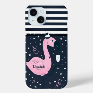Cooler Rosa Flamingo Marineblau Gestreift    Case-Mate iPhone Hülle