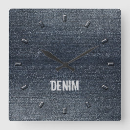 Cooler rustikaler Blick-blaue Denim-Wand-Uhr Quadratische Wanduhr