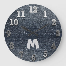 Cooler rustikaler Look Blue Denim Wall Clock Große Wanduhr