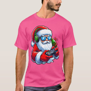 Cooler Santa-Gamer-Controller Gaming-Videospiel-Ch T-Shirt
