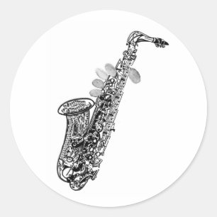 Cooler Saxophoneaufkleber Runder Aufkleber
