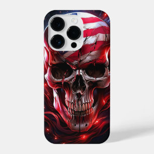 Cooler Schädel mit amerikanischer Flagge iPhone 14 Pro Hülle