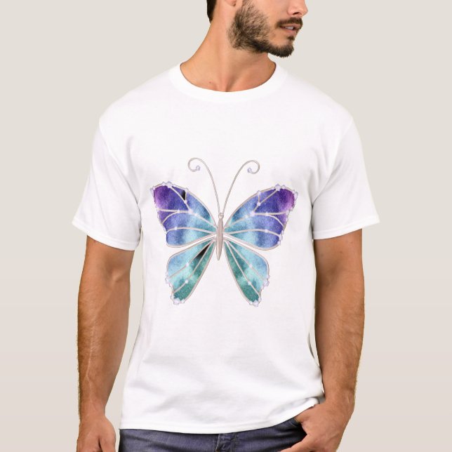 Cooler Schatten-Regenbogen Wings Schmetterling T-Shirt (Vorderseite)