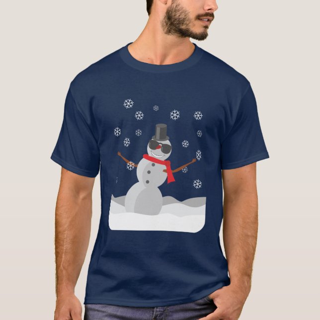 Cooler Schneemann in Sonnenbrille T-Shirt (Vorderseite)