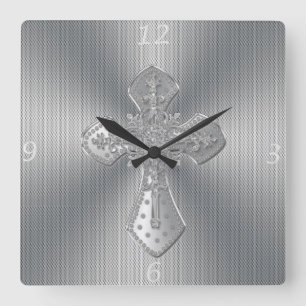 Cooler, schöner Schmuckkreuz Quadratische Wanduhr