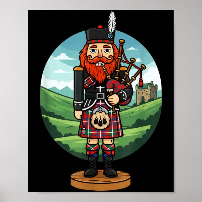 Cooler schottischer Nussknacker Dudelsack  Poster (Vorne)