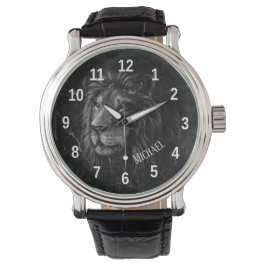 Cooler schwarz-weißer Löwenmarmor Armbanduhr