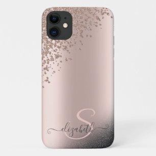 Cooler Schwarzer Glitzer Diamonds Rose Gold Monogr Case-Mate iPhone Hülle