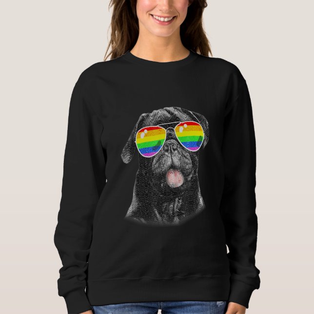 Cooler Schwarzer Mops Hunde Gay Pride Flag Sonnenb Sweatshirt (Vorderseite)